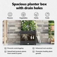 Tuin Bloempot Zwart 40 x 40 x 142 cm Staal - thumbnail