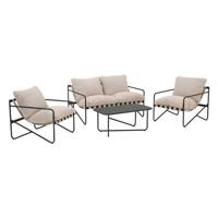 sweeek - 4-zits tuinmeubelset met metalen tafel - thumbnail