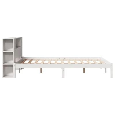 Bed met boekenkast zonder matras grenenhout wit 140x190 cm