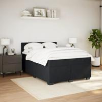 Boxspring met matras fluweel zwart 140x190 cm - thumbnail