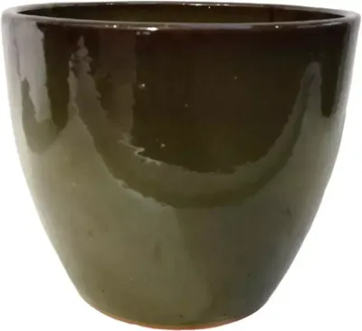 Geglazuurde bloempot hoog 30x26 cm jade zwart