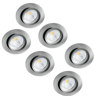6 PACK - LED&apos;s Light Pro LED Inbouwspot Nikkel - DimToWarm - Ø 68mm - Kantelbaar - Warm wit licht - CRI95