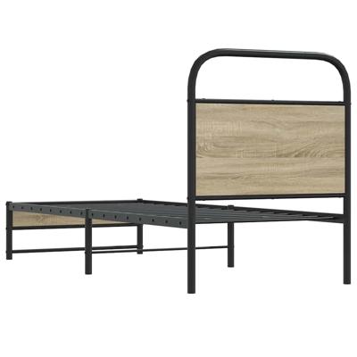 Bedframe zonder matras metaal gerookt eikenkleurig 193x203 cm
