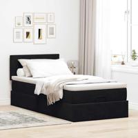 Ottoman bed met matras en LED's 90x200cm fluweel zwart - thumbnail