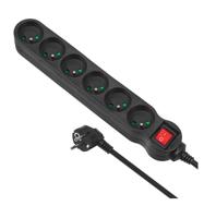 Maclean MCE225 power uitbreiding 1,5 m 6 AC-uitgang(en) Binnen Zwart - thumbnail