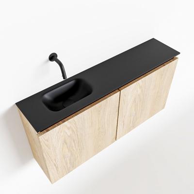 MONDIAZ TURE 100cm toiletmeubel washed oak. EDEN wastafel urban links geen kraangat