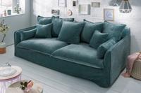 Invicta Interior Grote 3-zitsbank HEAVEN Teal 200cm taupe fluwelen veerkern afneembare hoes bank - 3857 - thumbnail