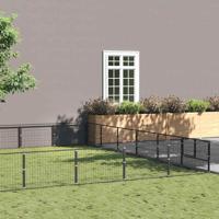 Hondenkennel 54 m² staal zwart - thumbnail