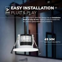 Set van 3 Nola LED inbouwspots - Lage inbouwdiepte (49mm) - 5 Watt 480 lumen - 2700K warm wit - Dimbaar - Rond - IP65 waterdicht voor binnen, buiten en badkamer - Wit - thumbnail