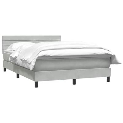 Boxspring met matras fluweel lichtgrijs 140x210 cm