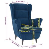 Fauteuil fluweel blauw - thumbnail