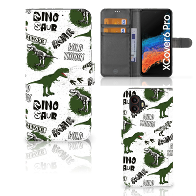 Telefoonhoesje | Met pasjeshouder | voor Samsung Galaxy Xcover 6 Pro Dinosaurus