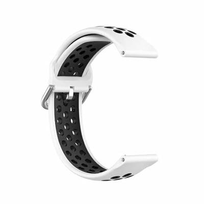 By Qubix - Siliconen sportbandje met gesp - Wit + zwart - Compatible met Garmin Vivoactive 6 / Vivoactive 5 / Vivoactive 3 - Compatible Garmin bandje