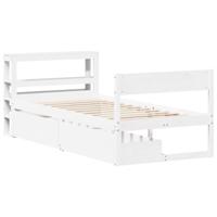 Bedframe zonder matras massief grenenhout wit 75x190 cm - thumbnail