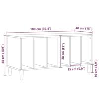 Platenkast met plank Zwart eiken 100 x 38 x 48 cm Bewerkt hout - thumbnail