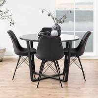 Bendt Ronde Eettafel 'Per' Ø110cm Marmerlook, kleur Zwart - thumbnail