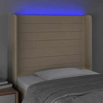 Hoofdbord LED 163x16x78/88 cm stof crèmekleurig - thumbnail