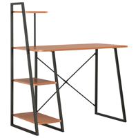 Bureau met schappen 102x50x117 cm zwart en bruin - thumbnail