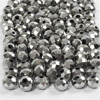 Creativ Company Facet kralen metallic grijs, 100st.