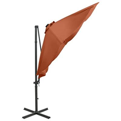 VidaXL Zweefparasol met paal en led-verlichting 300 cm terracottakleur
