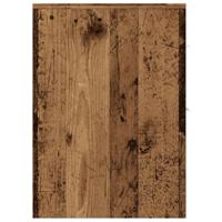 Badkamerkast smal met wielen bewerkt hout oud houtkleurig - thumbnail