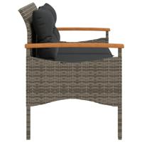 Tuinbank met kussens 116x62,5x74 cm poly rattan grijs - thumbnail