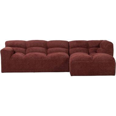 Hoekbank Tibas rechts - stof Raven - wijnrood - Leen Bakker