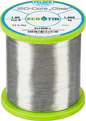 Felder ISO-Core Clear Sn100Ni+ Soldeertin Spoel Sn99,25Cu0,7Ni0,05 1.000 kg 1 mm Felder ISO-Core Clear Sn100Ni+ Soldeertin Spoel Sn99,25Cu0,7Ni0,05 1.000 kg 1 mm