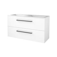 Badmeubelset BWS Salt 120x46cm Met Grepen 2 Lades Met Wastafel 2 Kraangaten Ice White - thumbnail