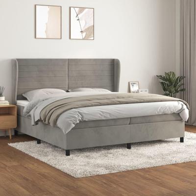 Boxspring met matras fluweel lichtgrijs 200x200 cm