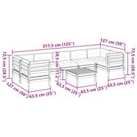 8-delige Loungeset met kussens massief grenenhout wasbruin - thumbnail
