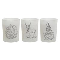 Kaars DKD Home Decor Wit Kerstmis 5 x 5 x 6 cm (3 Stuks) - thumbnail