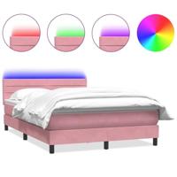 Boxspring met matras en LED fluweel roze 160x210 cm - thumbnail
