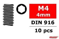 Team Corally - Stelschroeven M4 x 4mm - Staal - Binnenzeskant - 10st - thumbnail
