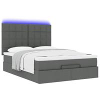 Ottoman bed met matras en LED's 140x200cm stof donkergrijs - thumbnail