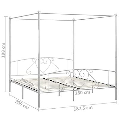 Hemelbedframe metaal wit 180x200 cm