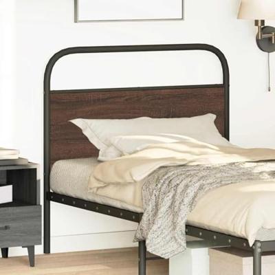 Hoofdbord 90 cm bewerkt hout en staal bruin eikenkleurig Hoofdbord 90 cm bewerkt hout en staal bruin eikenkleurig