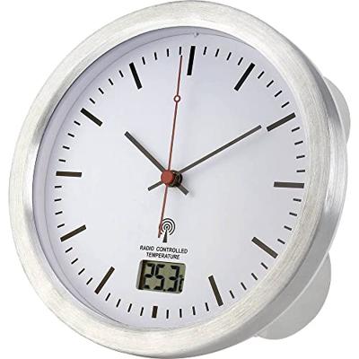Renkforce E1003R Wandklok Zendergestuurd 17 cm x 6 cm Zilver Geschikt voor vochtige ruimtes Renkforce E1003R Wandklok Zendergestuurd 17 cm x 6 cm Zilver Geschikt voor vochtige ruimtes