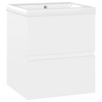 Wastafelkast met ingebouwde wastafel spaanplaat wit - thumbnail