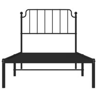 Bedframe met hoofdbord metaal zwart 90x200 cm - thumbnail
