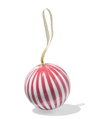 HEMA Kerstbal 6cm papier smalle strepen wit-rood (multi)