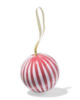 HEMA Kerstbal 6cm papier smalle strepen wit-rood (multi) - thumbnail