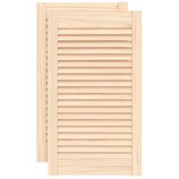 VidaXL Kastdeuren met lamellen 2 st 69x39,4 cm massief grenenhout - thumbnail