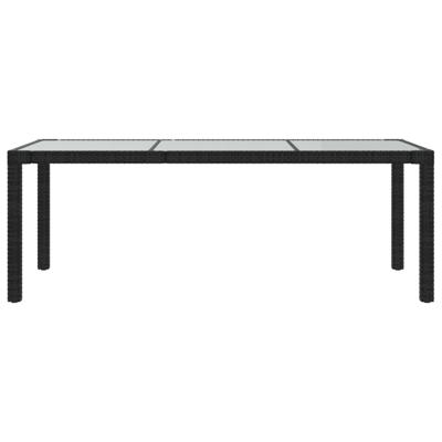 Tuintafel 190x90x75 cm gehard glas en poly rattan black