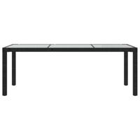 Tuintafel 190x90x75 cm gehard glas en poly rattan black - thumbnail