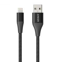 ANKER A8452 Powerline+ II USB to 8 Pin Apple MFI Certificated Nylon Pullable Carts Charging Data Cable Length: 0.9m(Black) - thumbnail