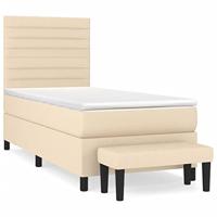 Boxspring met matras stof crèmekleurig 90x200 cm - thumbnail