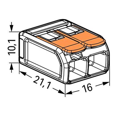 Wago Lasklem 221-612 hevelklem 2 draden voor soepele en massieve draad van 0,5 tot 6mm²