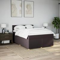 Boxspring met matras stof donkerbruin 160x200 cm - thumbnail