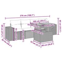 5-delige Loungeset met kussens poly rattan beige - thumbnail